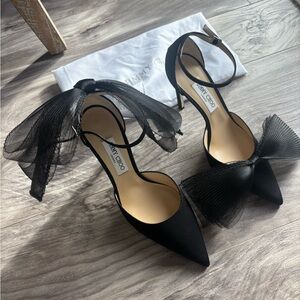 Jimmy Choo Black Mesh Bow Heels